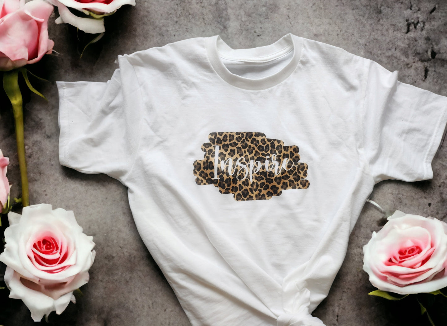 Leopard Print Motivational T Shirt Inspire or Own Choice Of Word image 1
