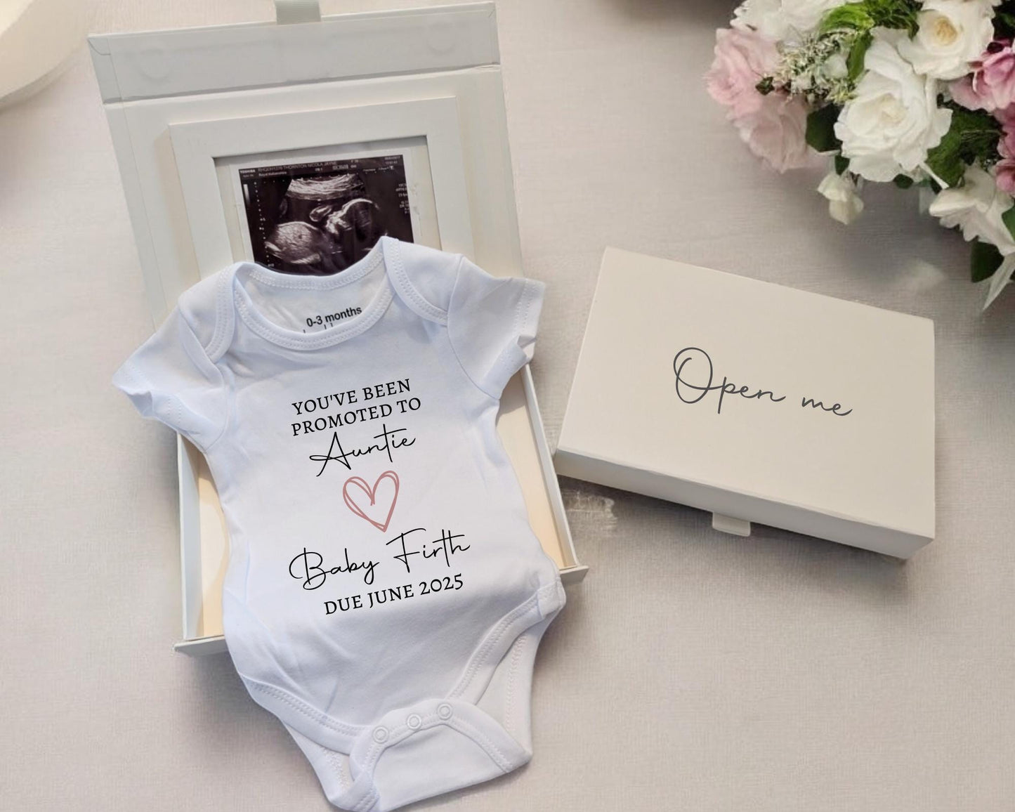Personalised Pregnancy Announcement Vest Scan Photo Boxed Promoted To Grandparents You're Going To Be Nana Grandad Auntie Uncle