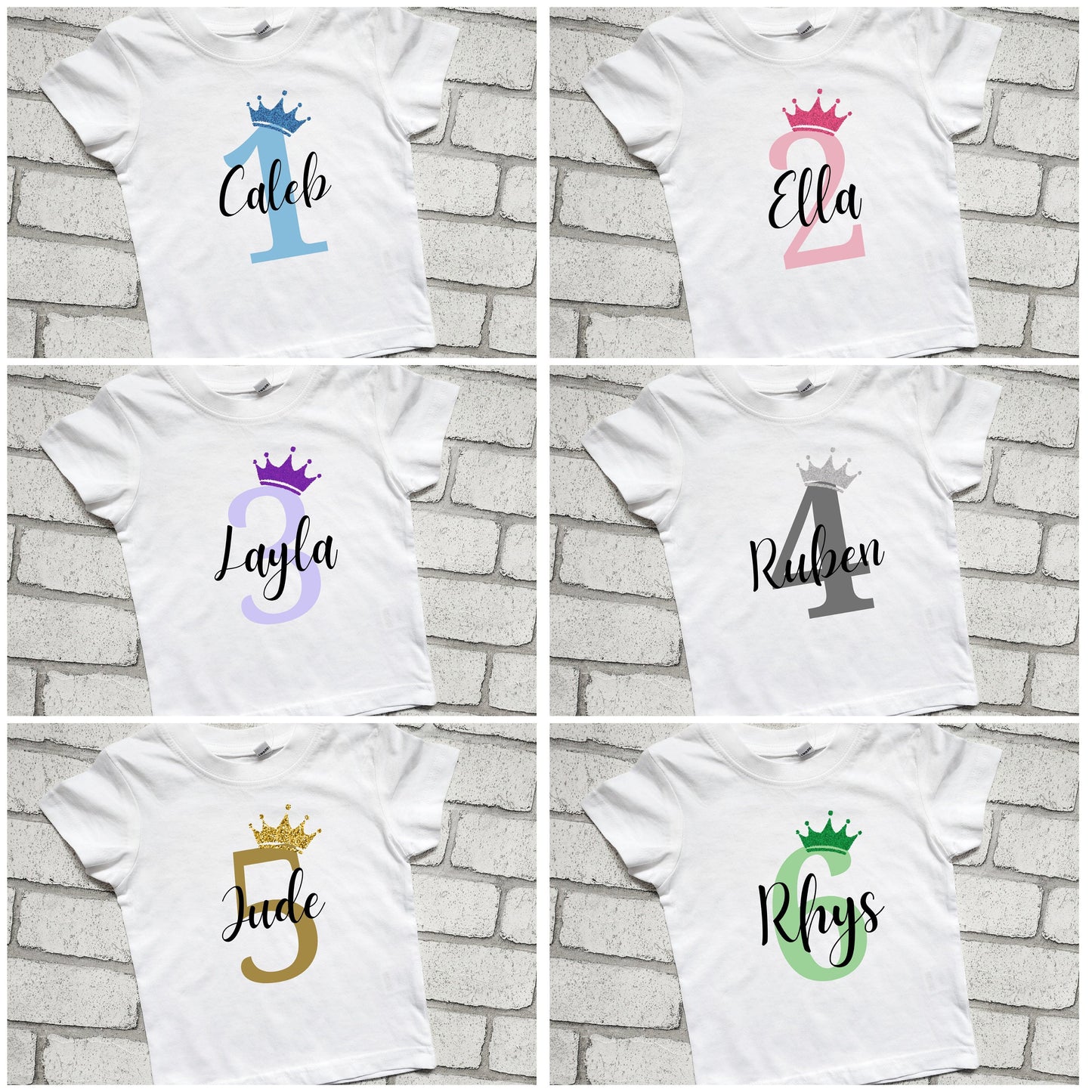 Personalised 2nd Birthday T Shirt Second Birthday Top Name Glitter Crown Boy Girl I am Two Today Cotton Top