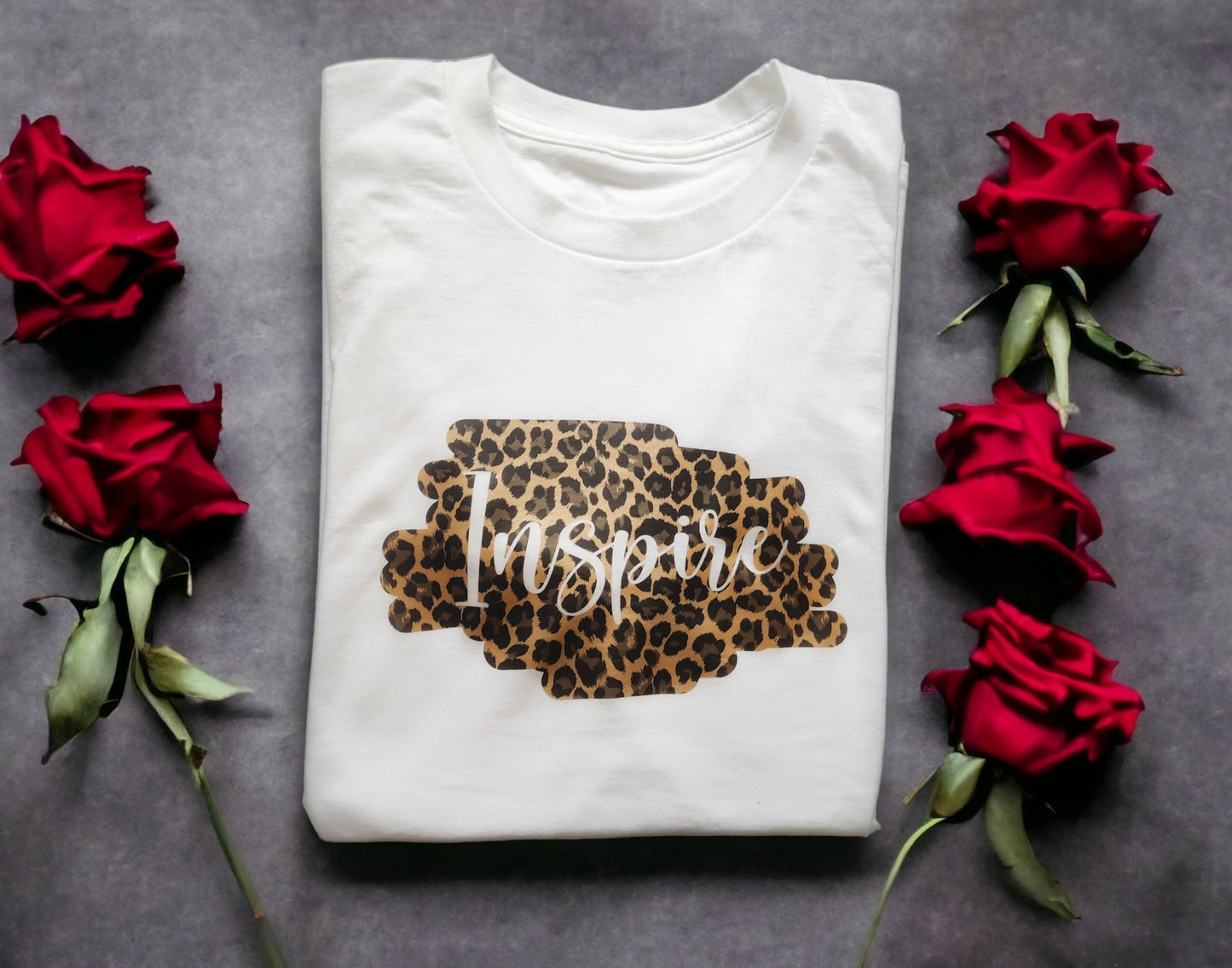 Leopard Print Motivational T Shirt Inspire or Own Choice Of Word image 2