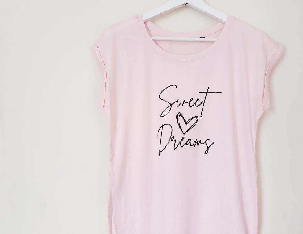 Ladies Nightwear Sweet Dreams Nightie Women's Nightdress Night Shirt Gift For Her Cotton Lounge Wear Christmas Gift Mother's Day Pajamas