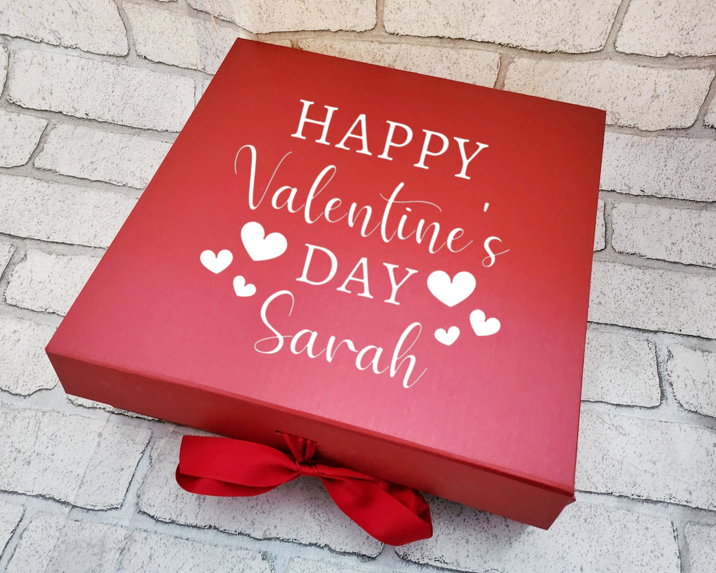 Personalised Valentine's Day Gift Box Keepsake 30cm Large Box Gift For Her Or Him Red Ribbon Tie Wife Husband Boyfriend Girlfriend Present