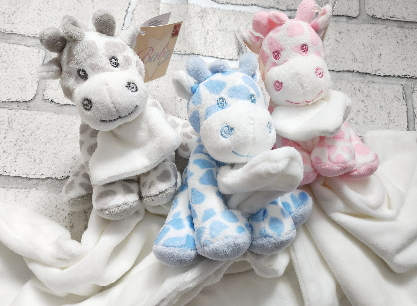 Personalised Baby Gift Giraffe Zebra Comforter Soft Toy Neutral Boy Girl Newborn Present Blanket Blankie Animal Birth Maternity Christening