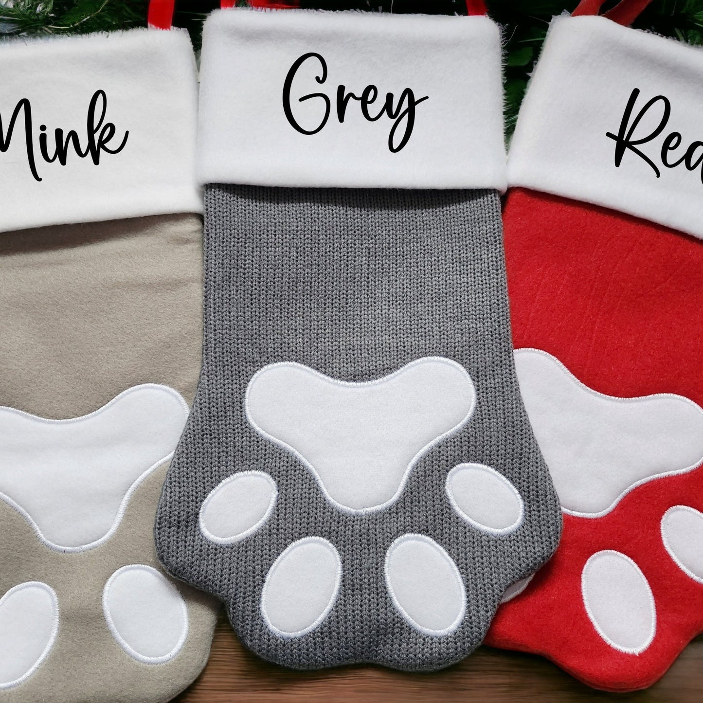 Personalised Pet Christmas Stocking Paw Shape 40cmX20cm Plush Santa Stocking Sack Dog Stocking Cat Stocking