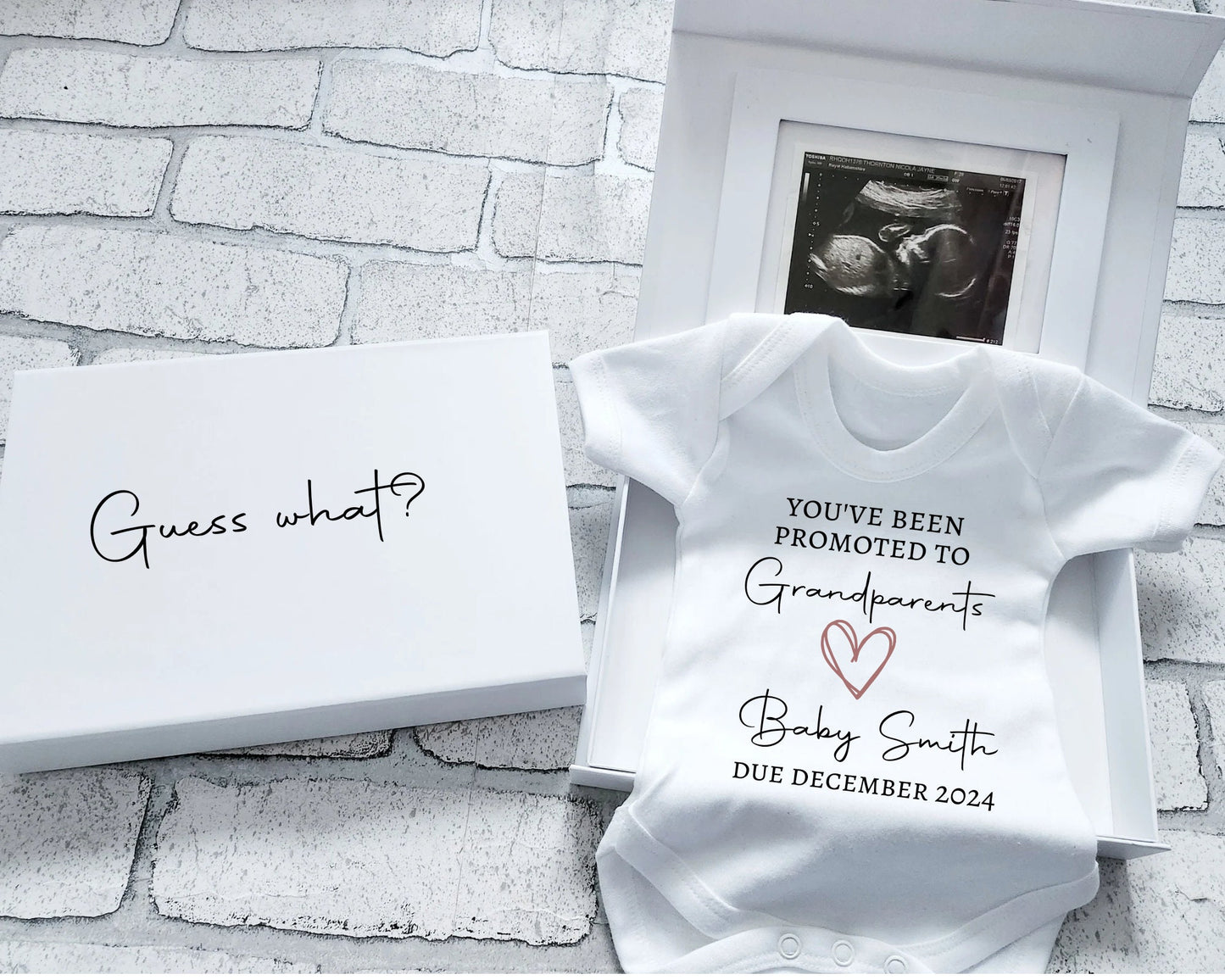 Personalised Pregnancy Announcement Vest Scan Photo Boxed Promoted To Grandparents You're Going To Be Nana Grandad Auntie Uncle