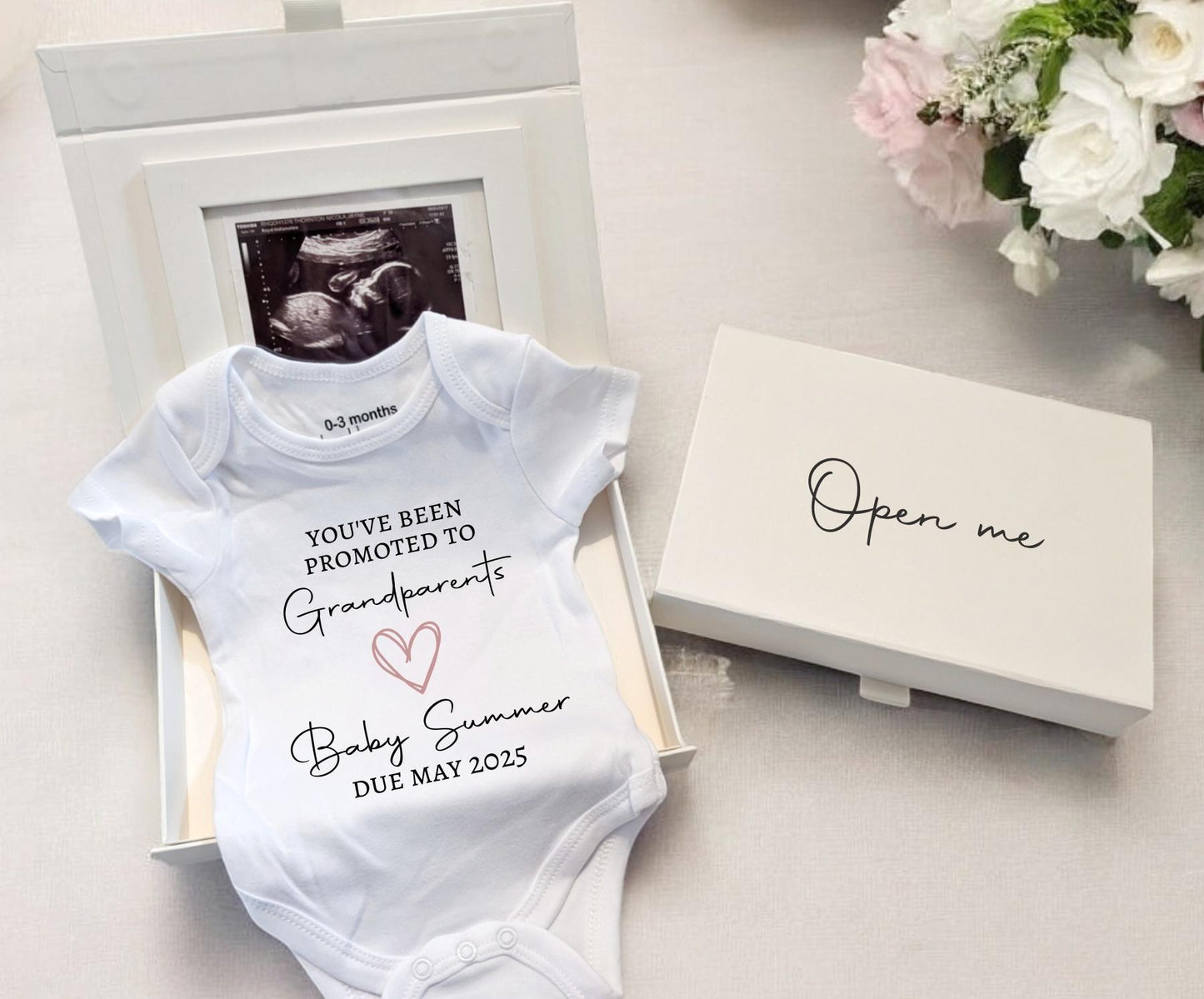 Personalised Pregnancy Announcement Vest Scan Photo Boxed Promoted To Grandparents You're Going To Be Nana Grandad Auntie Uncle EXPRESS