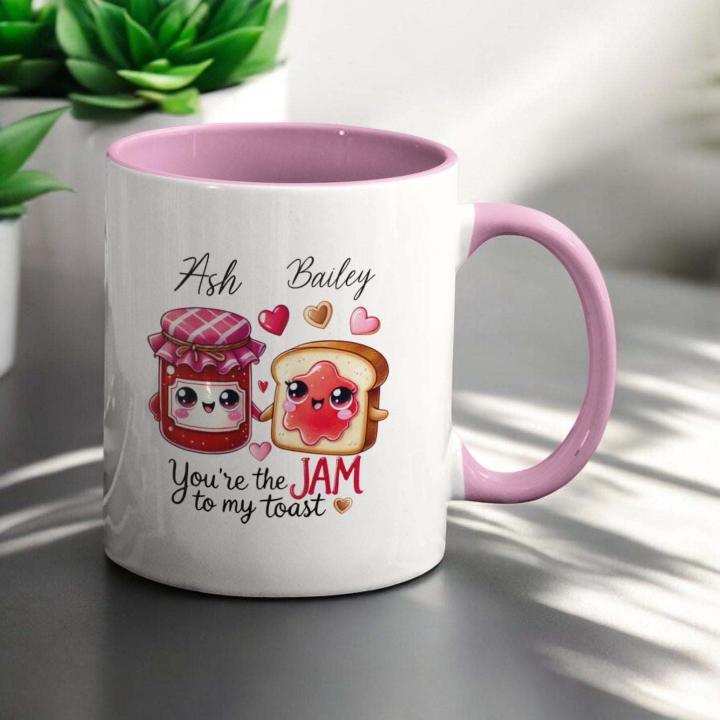 Personalised Valentine's Day Gift Mug You're the Jam to my Toast Custom Names Birthday Gift Anniversary Gift 11oz