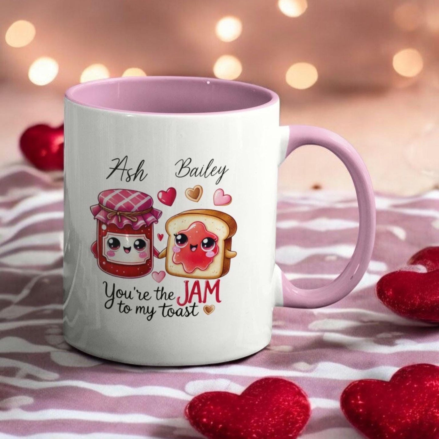 Personalised Valentine's Day Gift Mug You're the Jam to my Toast Custom Names Birthday Gift Anniversary Gift 11oz