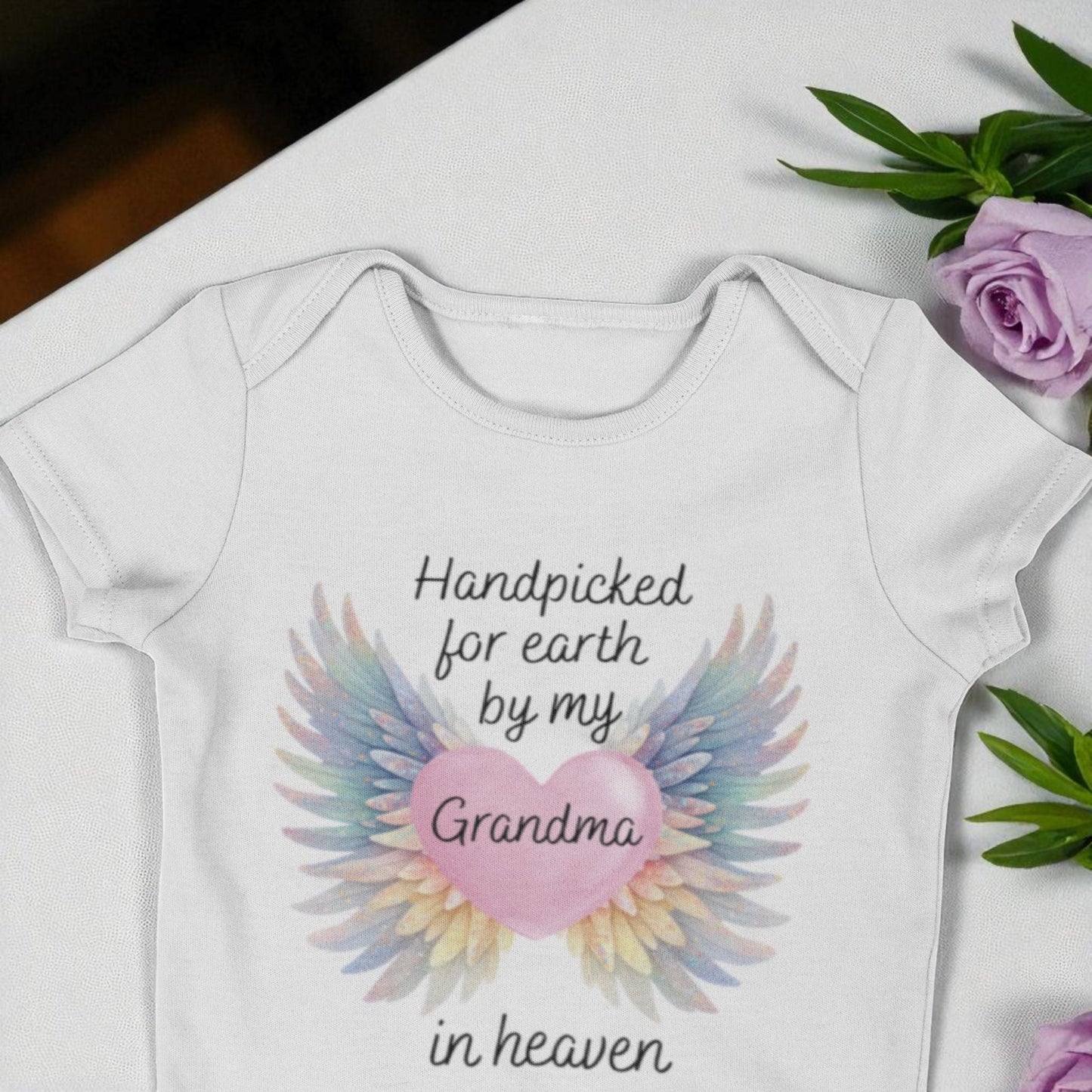 Personalised Memorial Baby Bodysuit: Handpicked For Earth, Loved One In Heaven