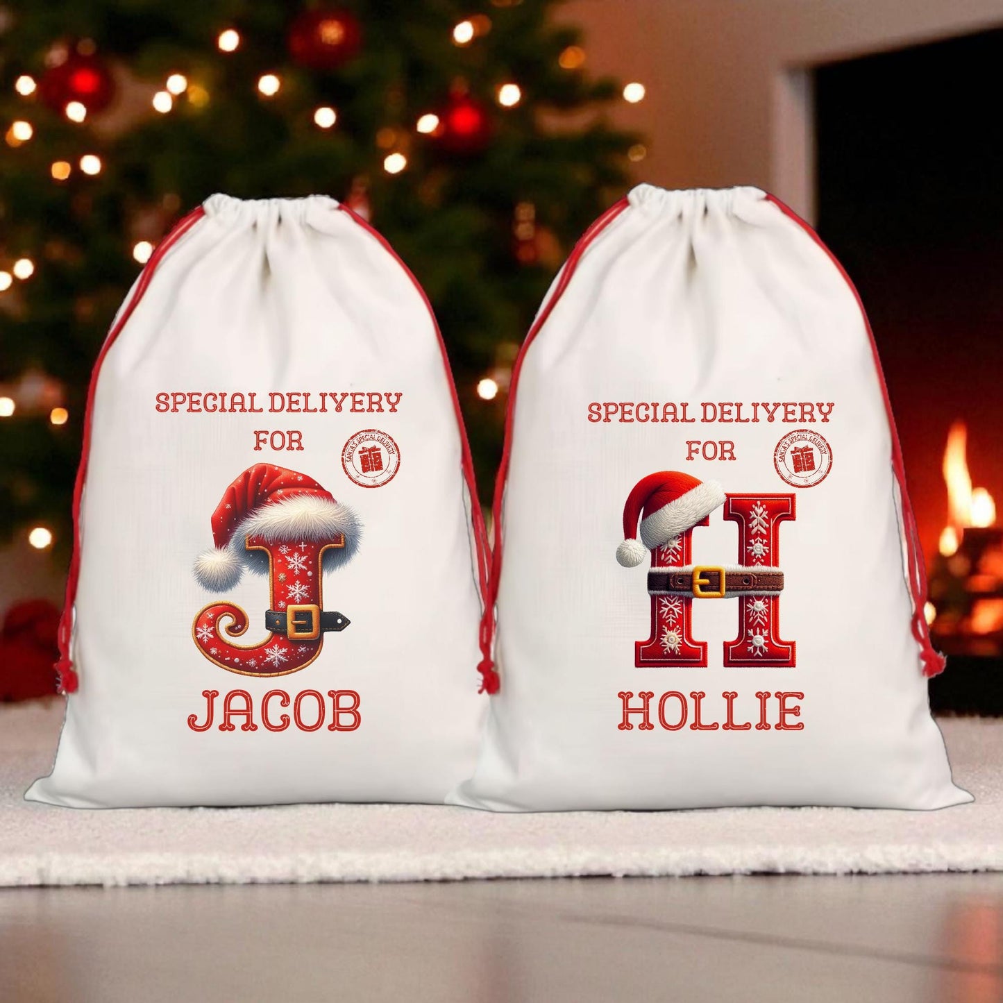 Personalised Christmas Santa Sack: Initial Special Delivery Gift