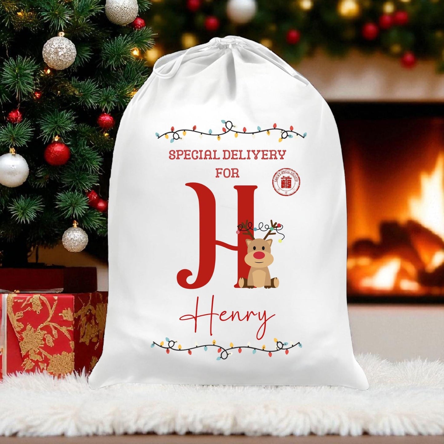 Personalised Christmas Santa Sack: Initial Special Delivery Gift