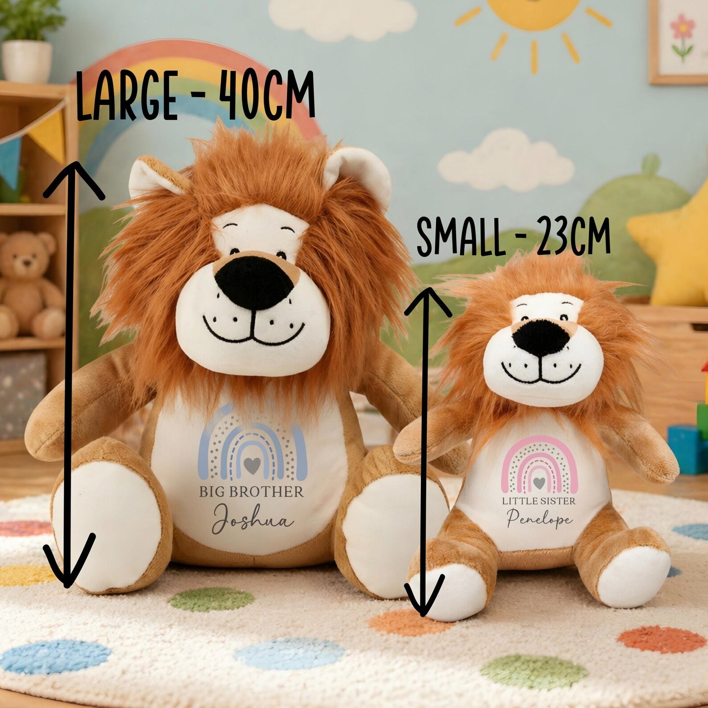 Personalised Lion Plush – Big Brother & Little Sister Keepsake