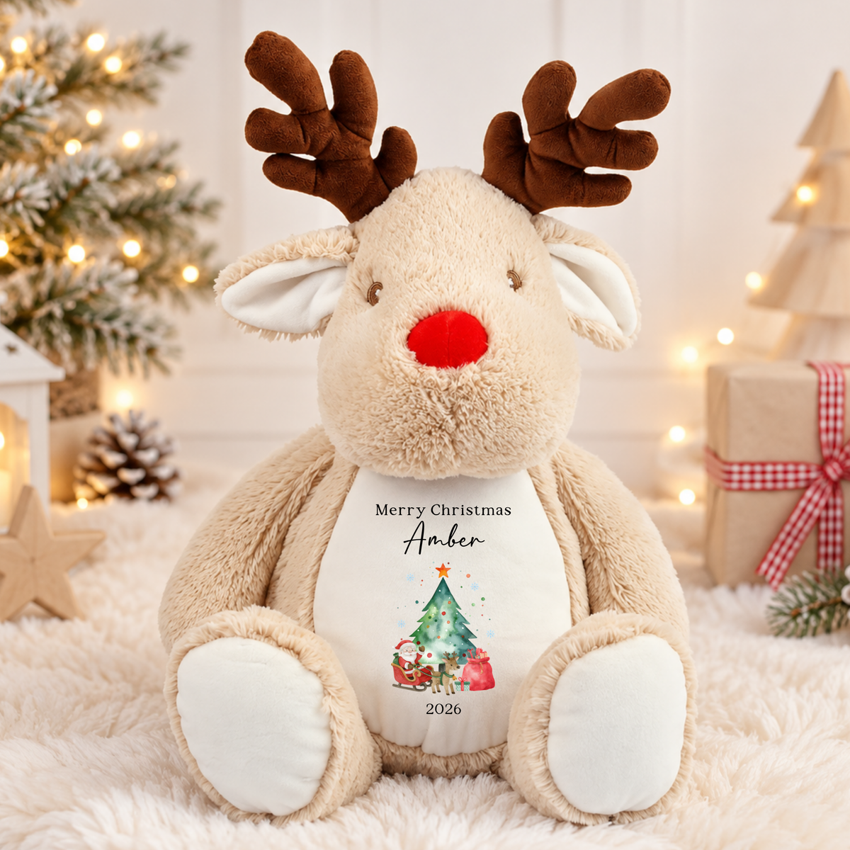 Personalised Christmas Plush Toy - Reindeer or Penguin