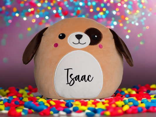 Personalised Squidgy Dog Soft Toy Cushion 29cm image 0