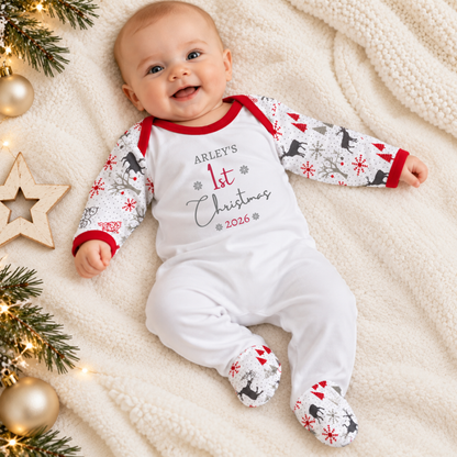 Personalised Baby's First Christmas Sleepsuit