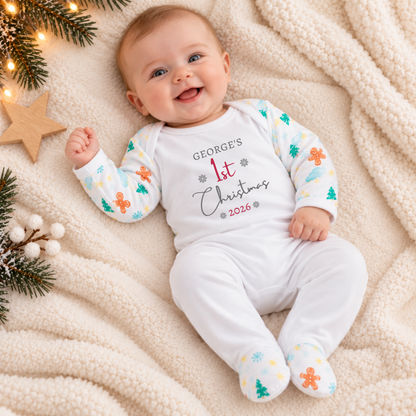 Personalised Baby's First Christmas Sleepsuit