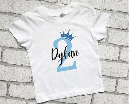Personalised 2nd Birthday T Shirt Second Birthday Top Name Glitter Crown Boy Girl I am Two Today Cotton Top