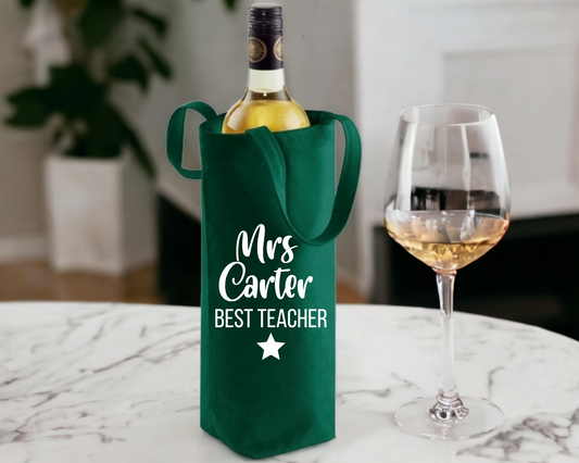 Personalised Best Teacher Bottle Bag image 0
