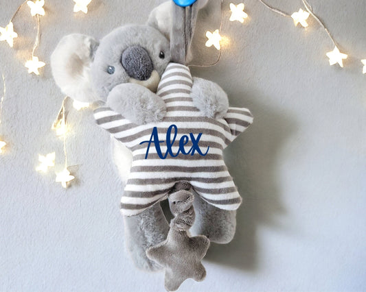 Personalised Musical Koala Soft Toy Plush New Baby Gift Soft Present Child Teddy Bear Eco Friendly 18cm Baby Shower Gift Nursery Decor