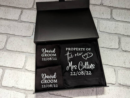 Personalised Groom Boxers and Socks in Box or Bag