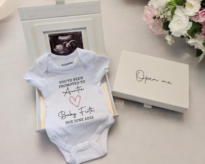Personalised Pregnancy Announcement Vest Scan Photo Boxed Promoted To Grandparents You're Going To Be Nana Grandad Auntie Uncle
