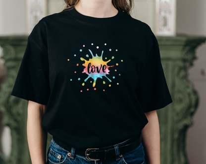 Love rainbow shimmer splash t shirt image 2