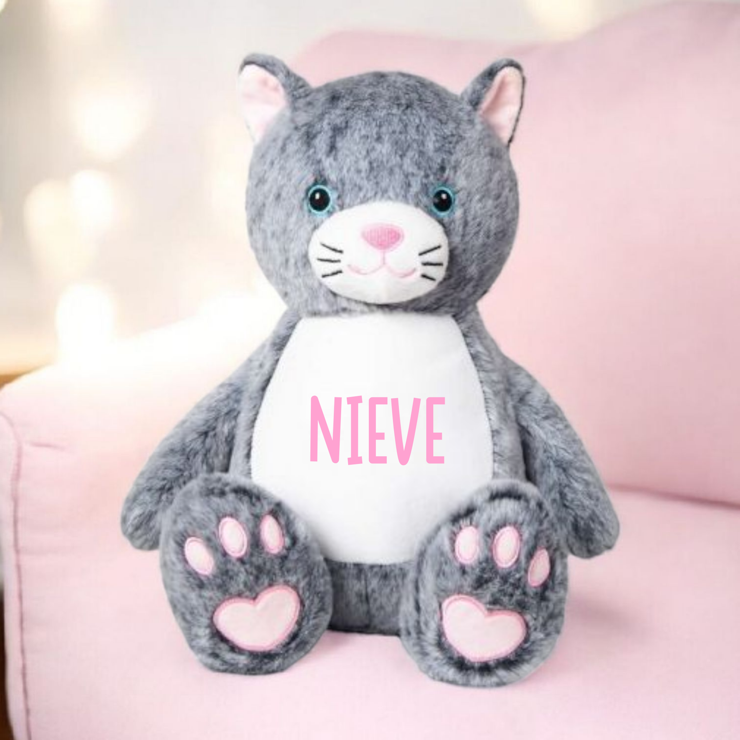 Grey Cat Personalised Soft Toy