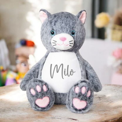 Grey Cat Personalised Soft Toy