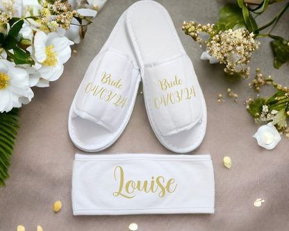 Personalised beauty hairband and slippers set image 1