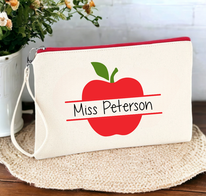 Personalised Teacher Apple Wristlet Pouch image 0