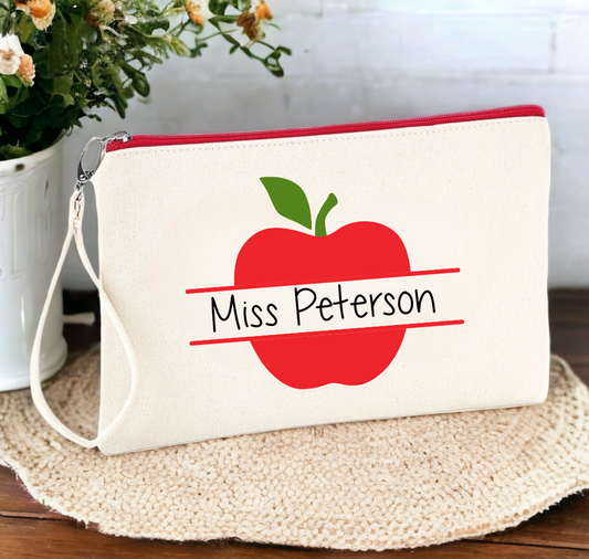 Personalised Teacher Apple Wristlet Pouch image 0
