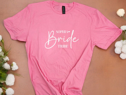 Personalised Bride to be T Shirt and Bridal Party Tribe T Shirts Bridesmaid Hen Party Bridal Shower Outfit Matching Tees