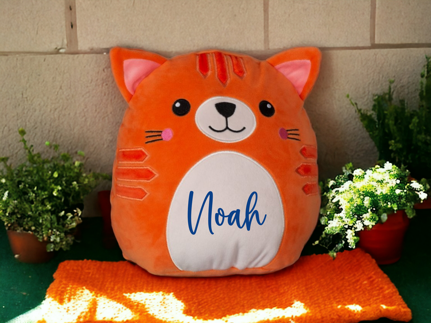 Personalised Squidgy Cat Soft Toy Cushion 29cm image 0