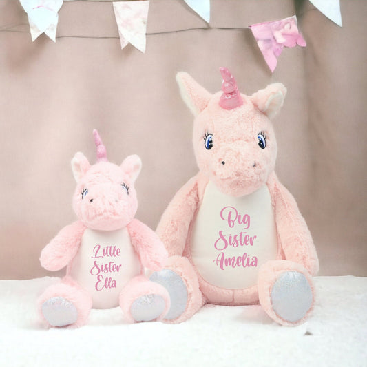 Personalised Unicorn Soft Toy Pink