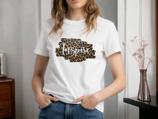 Leopard Print Motivational T Shirt Inspire or Own Choice Of Word image 0