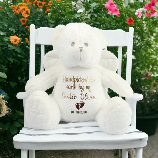 Personalised Baby Angel Bear Memory Teddy