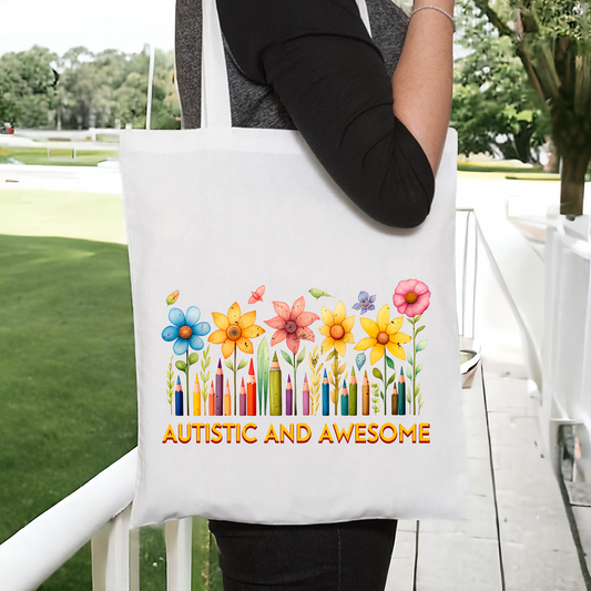Autistic and Awesome Tote Bag image 0