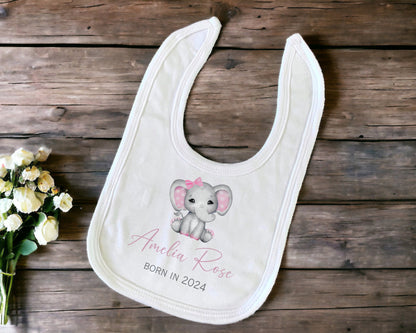Personalised Baby Elephant Sleepsuit, Bodysuit or Bib