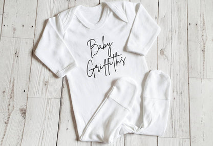 Personalised Name Boy Girl Romper Baby Sleepsuit Gift Unique Boys Girls Neutral Newborn Coming Home Outfit Set I'm Here Welcome World Cotton