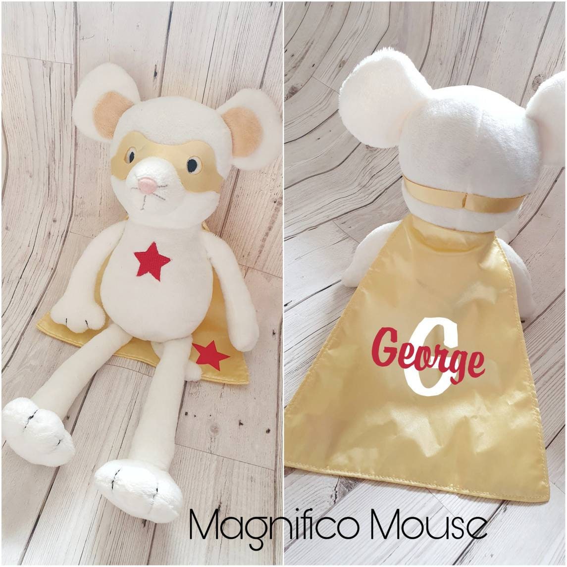 Personalised Superhero Teddy Bear With Cape Soft Toy Kid's Sidekick Birthday Gift Child Name Custom Dog Rabbit Cat Pig Mouse CE Tested 40cm