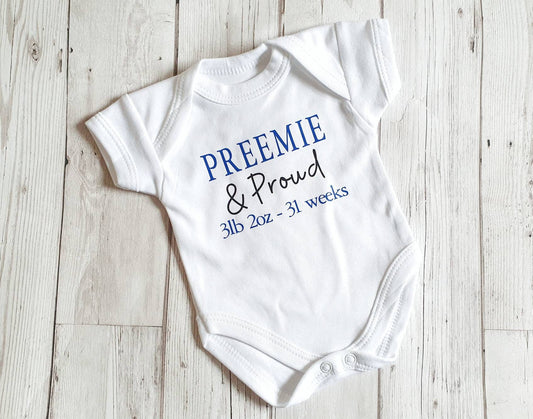 Preemie and Proud Weight Weeks NICU Newborn Baby Bodysuit Coming Home Gift Boy Girl Premature Little Fighter Miracle Vest Outfit Cotton