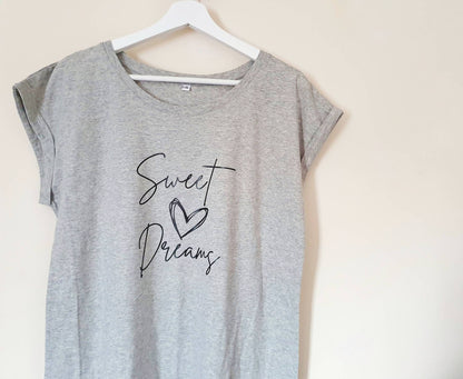 Ladies Nightwear Sweet Dreams Nightie Women's Nightdress Night Shirt Gift For Her Cotton Lounge Wear Christmas Gift Mother's Day Pajamas