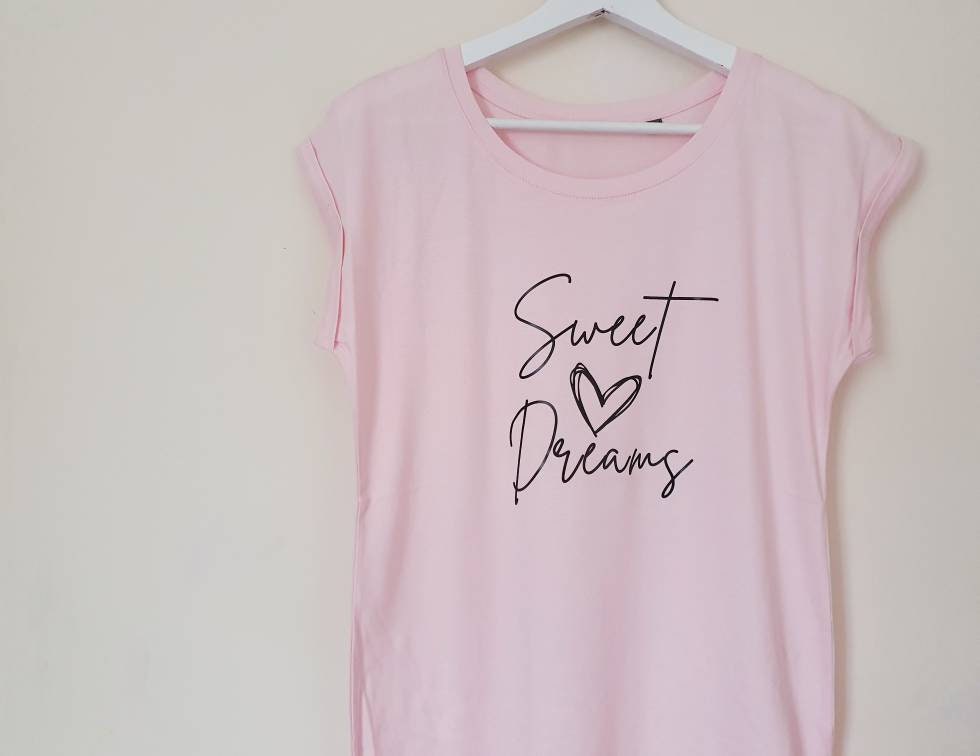 Ladies Nightwear Sweet Dreams Nightie Women's Nightdress Night Shirt Gift For Her Cotton Good Night Cute Cotton Mum Mother's Day Pajamas