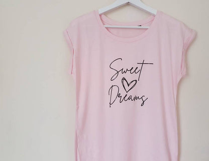 Ladies Nightwear Sweet Dreams Nightie Women's Nightdress Night Shirt Gift For Her Cotton Good Night Cute Cotton Mum Mother's Day Pajamas