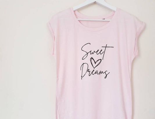 Ladies Nightwear Sweet Dreams Nightie Women's Nightdress Night Shirt Gift For Her Cotton Lounge Wear Christmas Gift Mother's Day Pajamas
