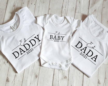 Mummy Daddy Baby Sibling Matching Set Mum Dad Parent Gifts Mini Blessing New Parents Present Est Date custom Pregnancy announcement