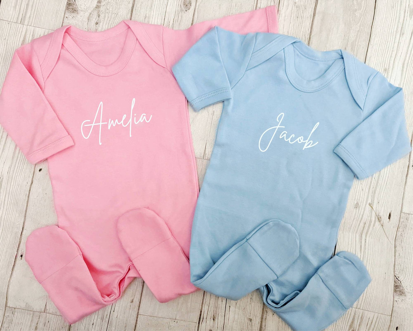 Personalised Name Boy Girl Romper Baby Sleepsuit Gift Unique Boys Girls Neutral Newborn Coming Home Outfit Set I'm Here Welcome World Cotton