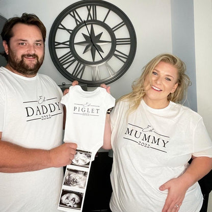 Mummy Daddy Baby Sibling Matching Set Mum Dad Parent Gifts Mini Blessing New Parents Present Est Date custom Pregnancy announcement