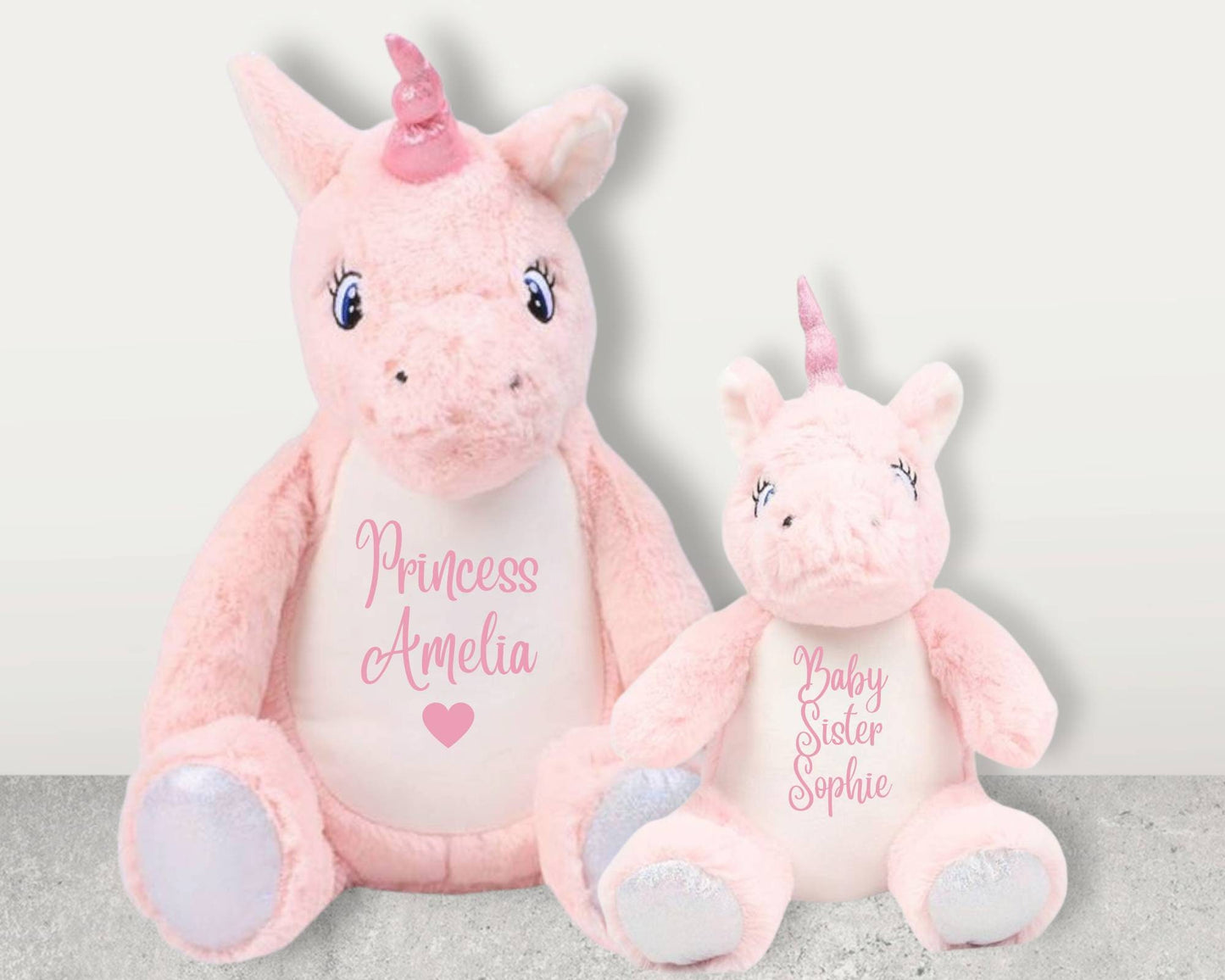 Personalised Unicorn Soft Toy Pink Sparkle Cuddly Girl's Kids Gift Birthday Present Name Sister