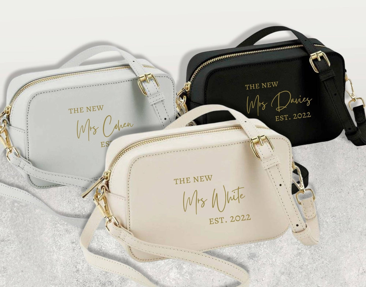 Personalised Wedding Crossover Bridal Bag New Mrs Gift Honeymoon Purse Ladies Handbag Custom Name Just Married Present For Wife Bride to be